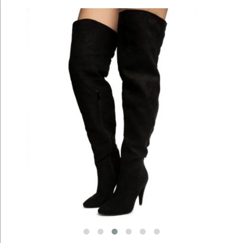 Faux suede thigh high boots
